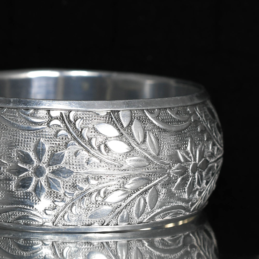 Victorian Rare Aluminium Floral Cuff Bangle