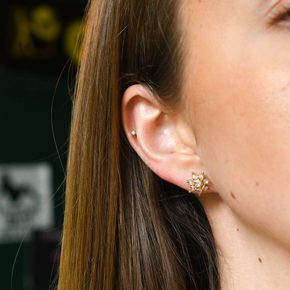 Victorian Rose Cut Diamond Star Earrings