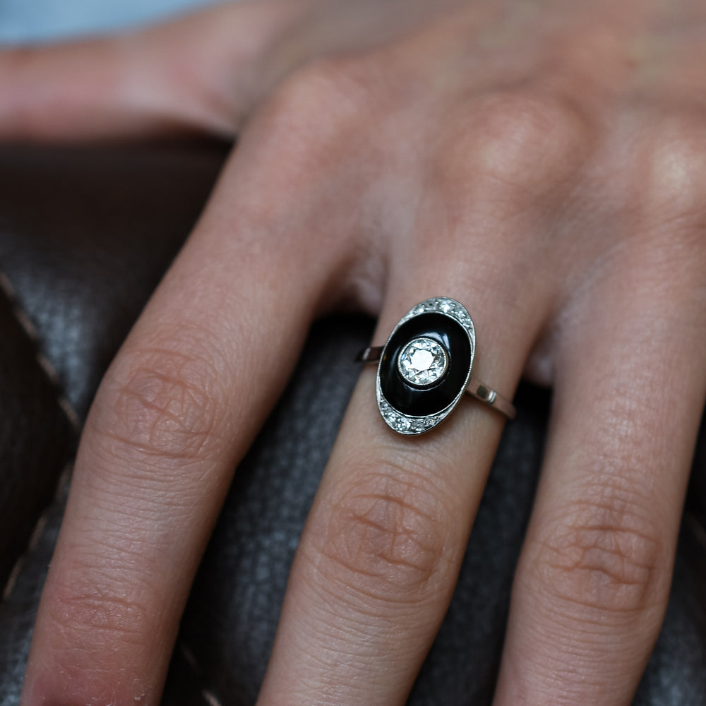 Art Deco Onyx & Diamond Ring