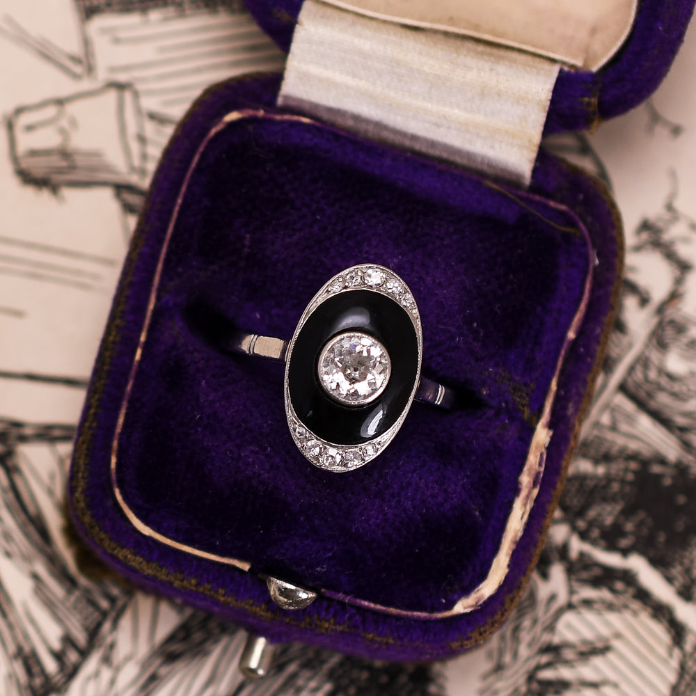 Art Deco Onyx & Diamond Ring
