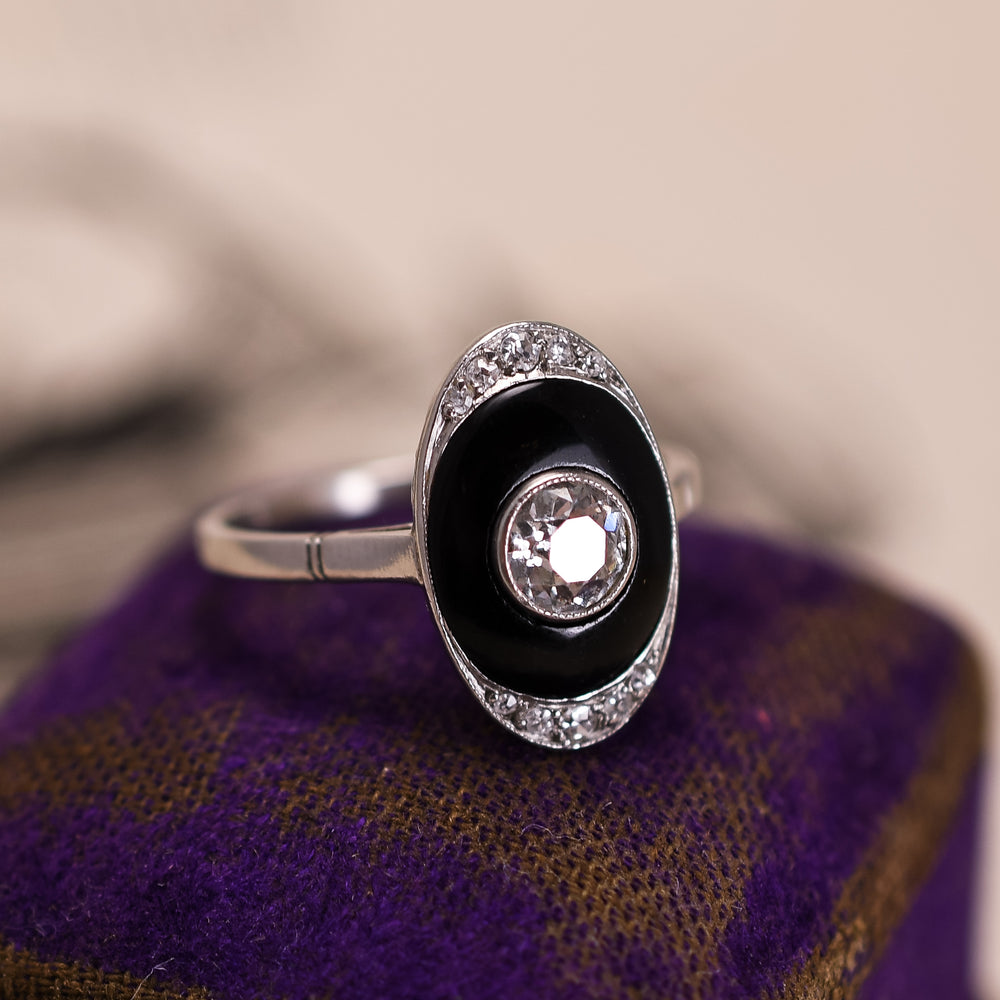 Art Deco Onyx Diamond Ring Butter Lane Antiques