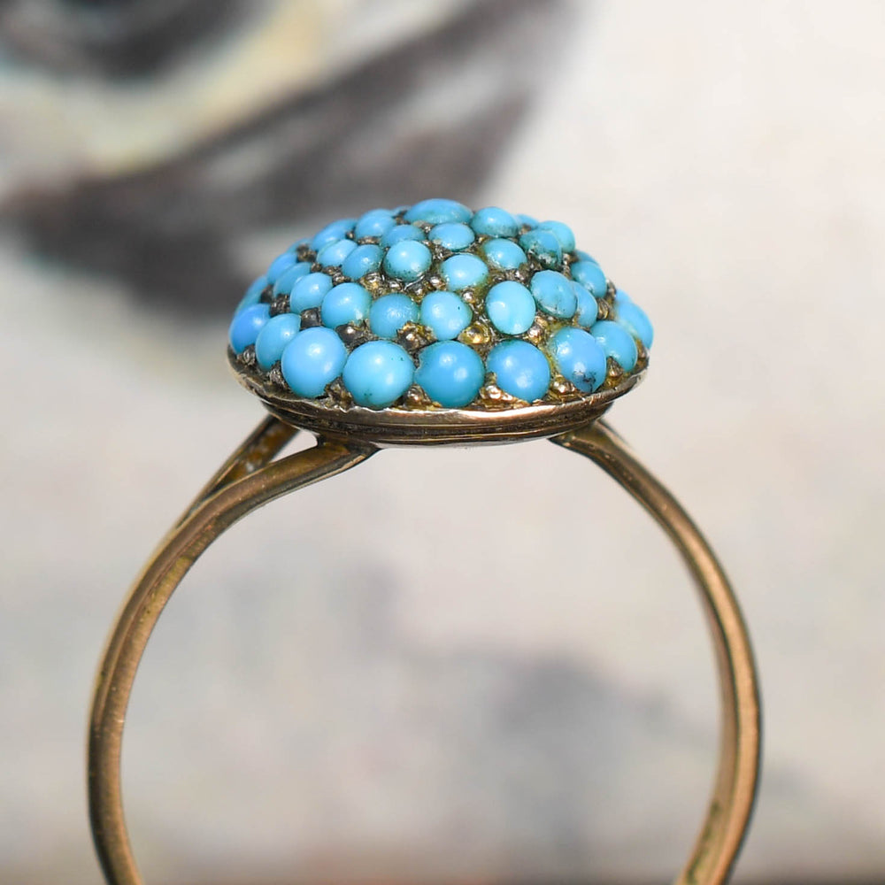 Victorian Pavé Turquoise Bombé Ring