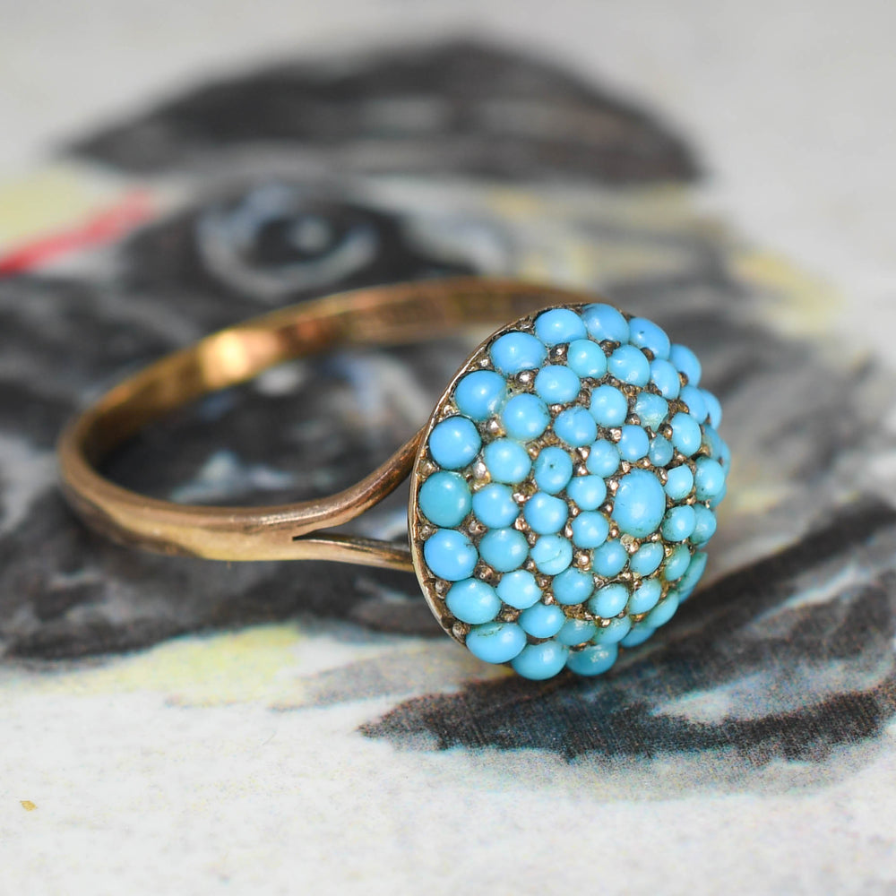 Victorian Pavé Turquoise Bombé Ring
