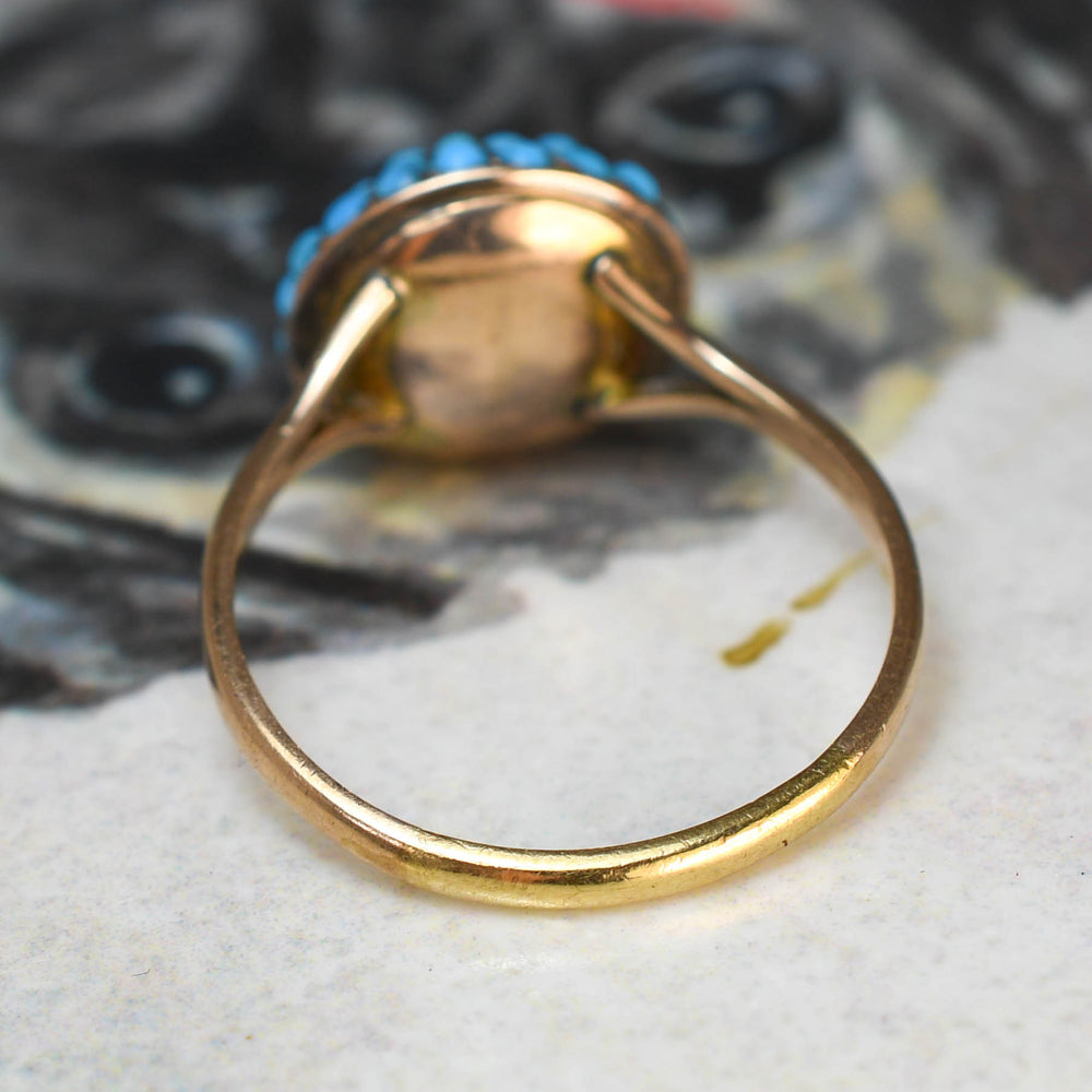 Victorian Pavé Turquoise Bombé Ring