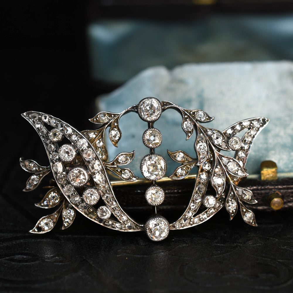 Victorian Diamond Floral Brooch