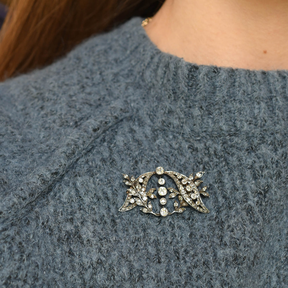 Victorian Diamond Floral Brooch