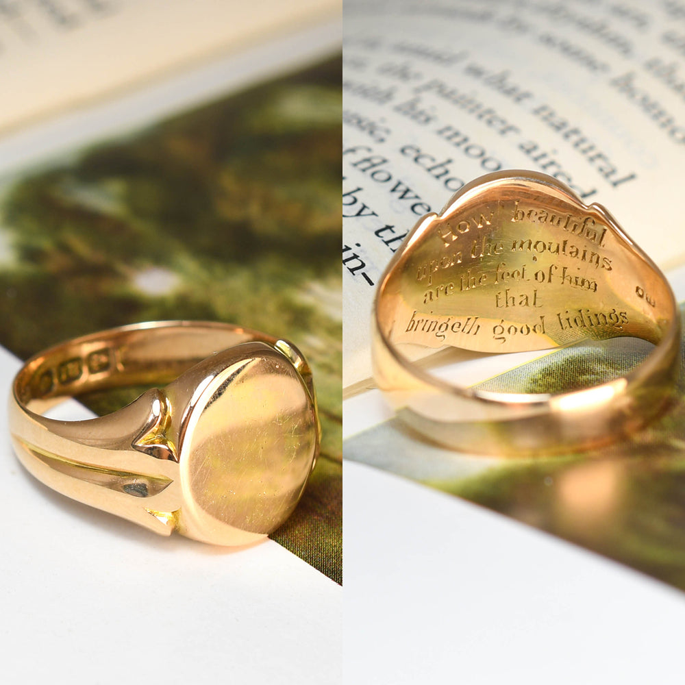 Victorian 18k Gold Engraved Signet Ring