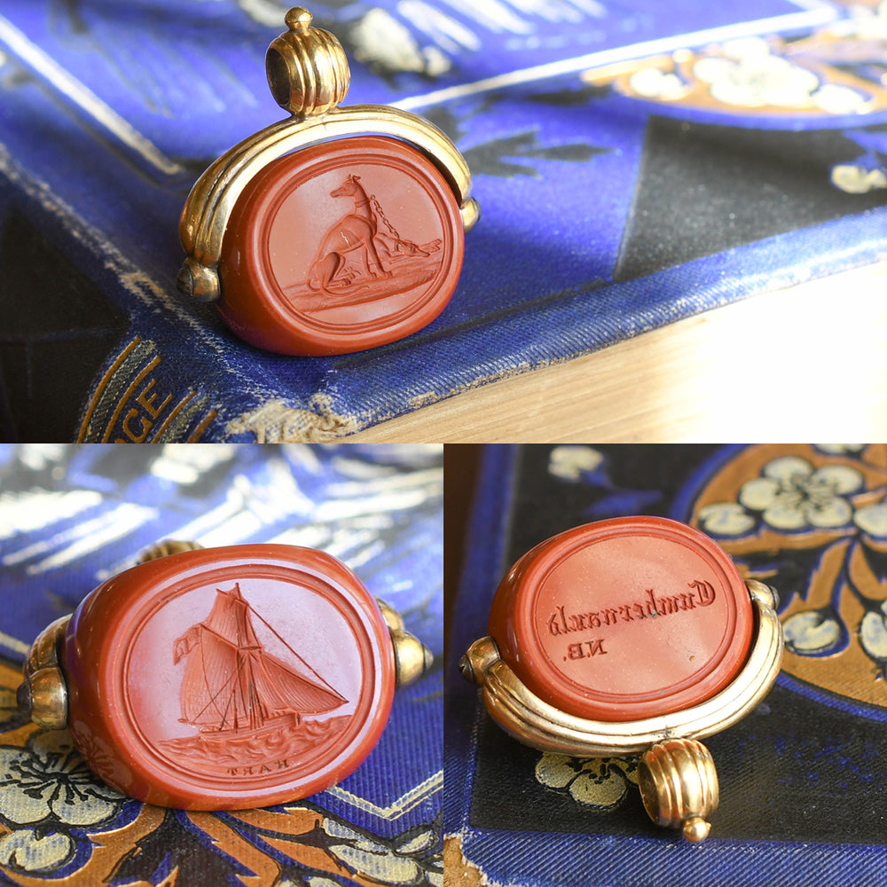 Georgian Jasper Agate Intaglio Spinner Fob