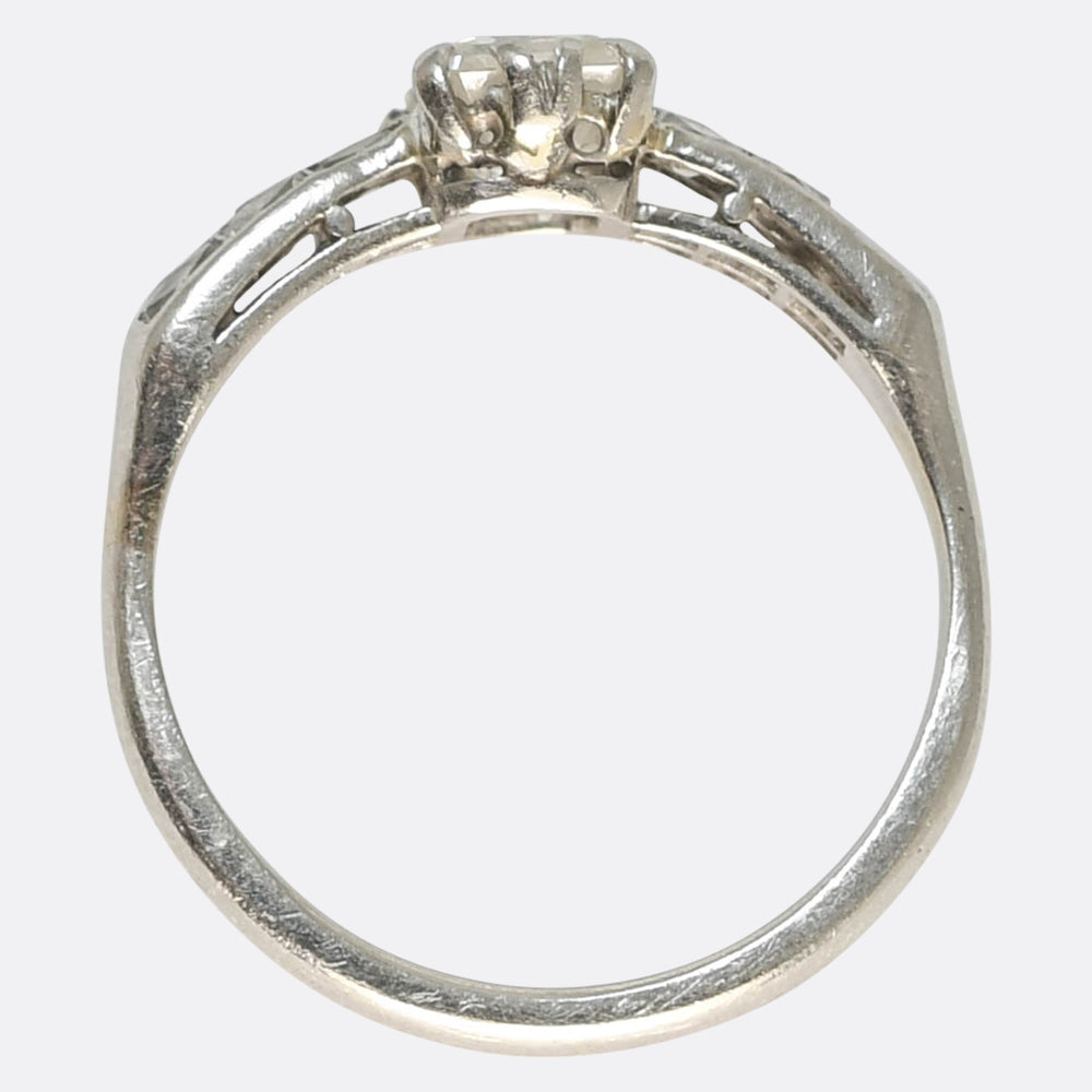 Antique 0.85ct Asscher Cut Diamond Engagement Ring