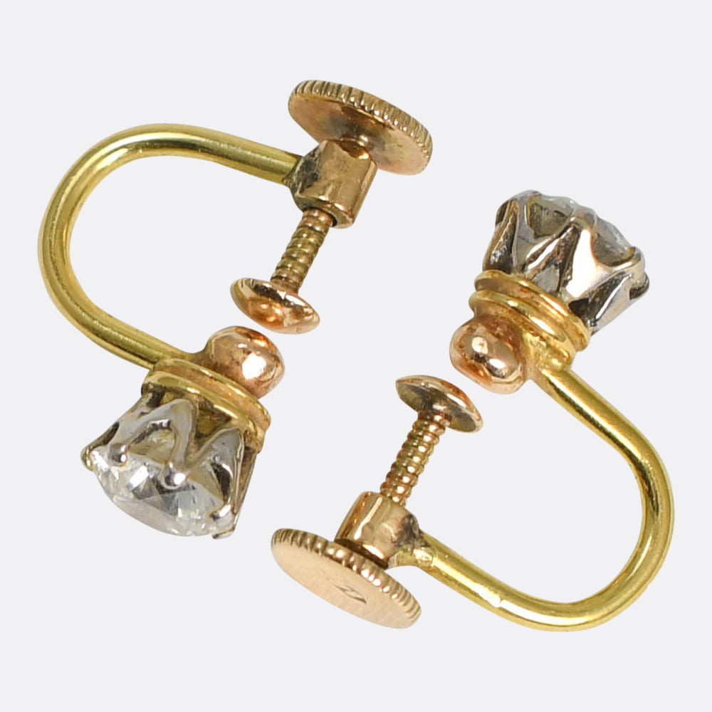 Antique 1.4ct Transitional Cut Diamond Earrings