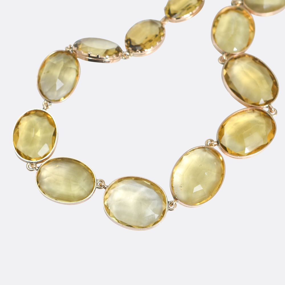 Antique Boxed Gold Citrine Rivière Necklace