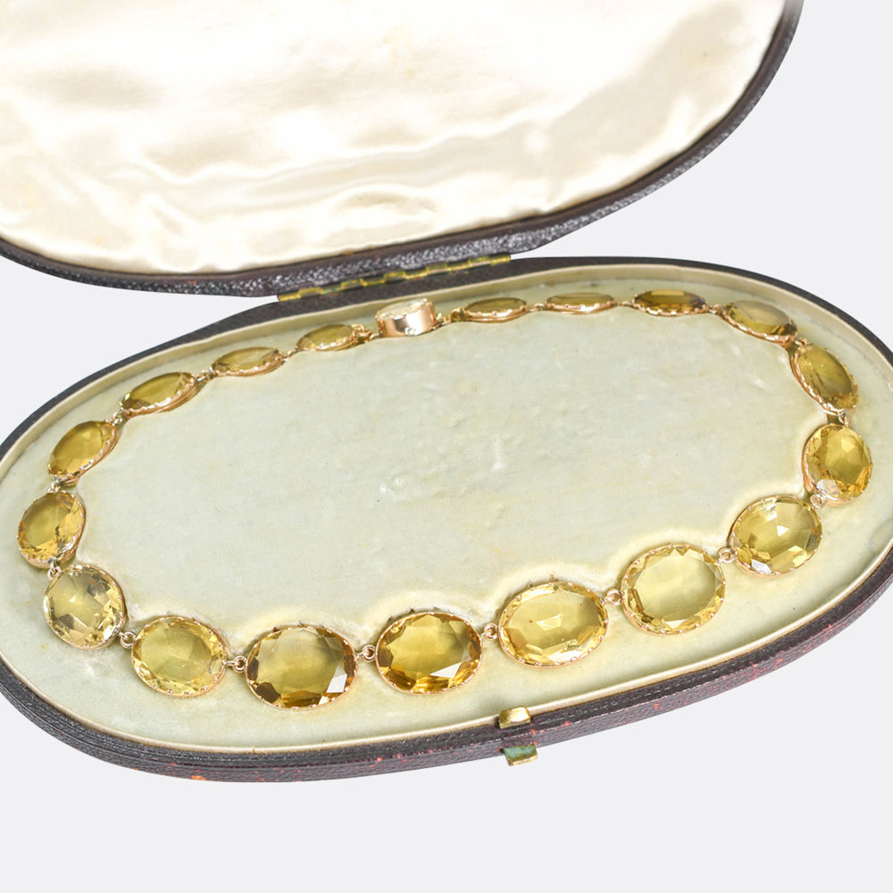 Antique Boxed Gold Citrine Rivière Necklace