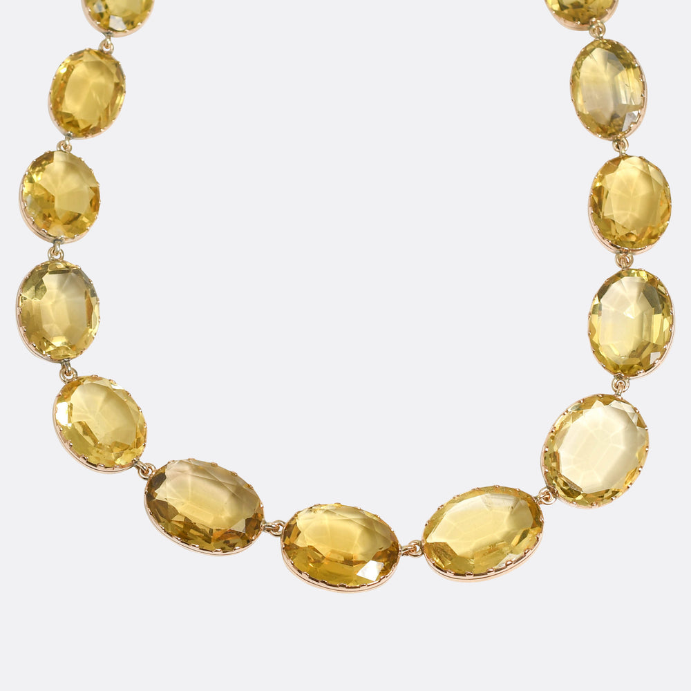 Antique Boxed Gold Citrine Rivière Necklace