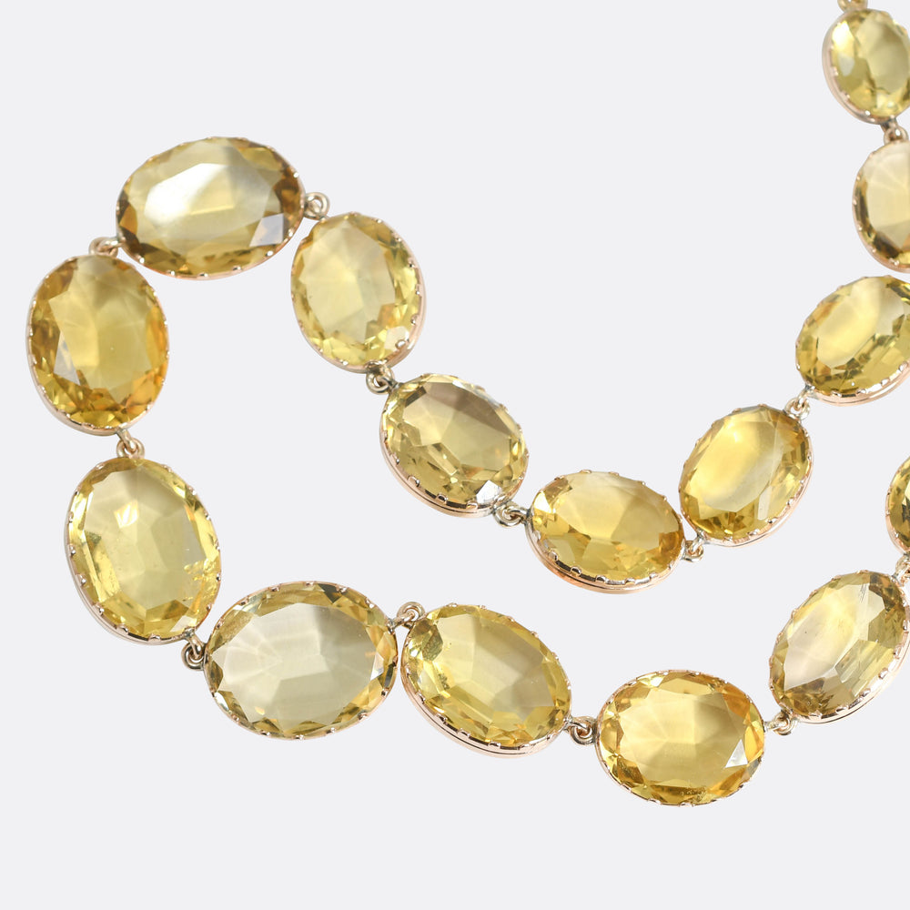 Antique Boxed Gold Citrine Rivière Necklace