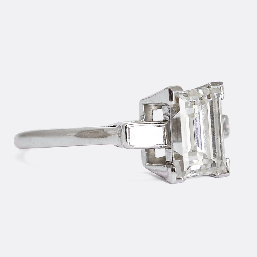 Antique Cartier 2.14 Carat Emerald Cut Diamond Engagement Ring