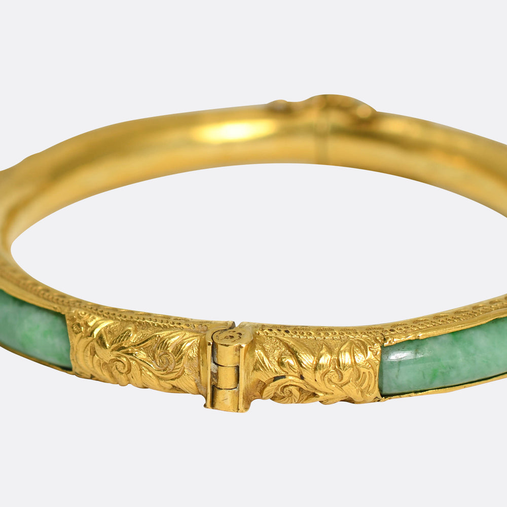 Antique Chinese Jade 24k Gold Bangle