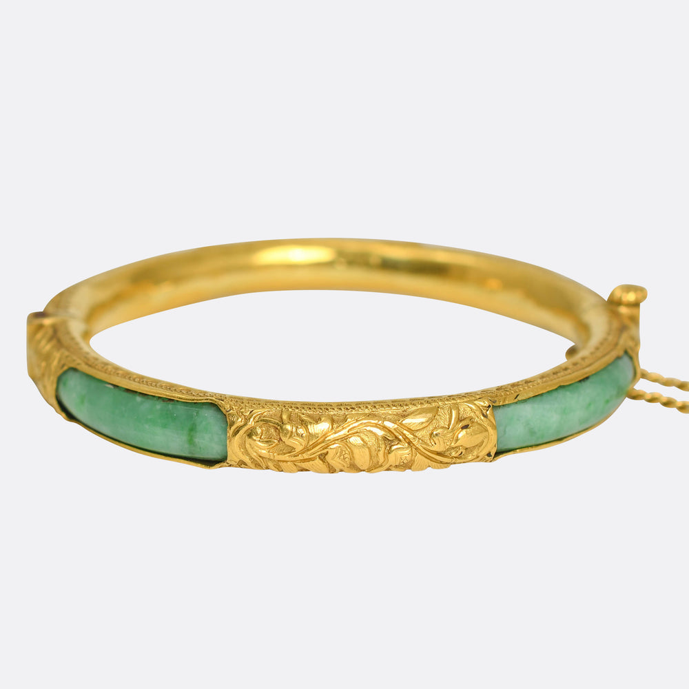Antique Chinese Jade 24k Gold Bangle