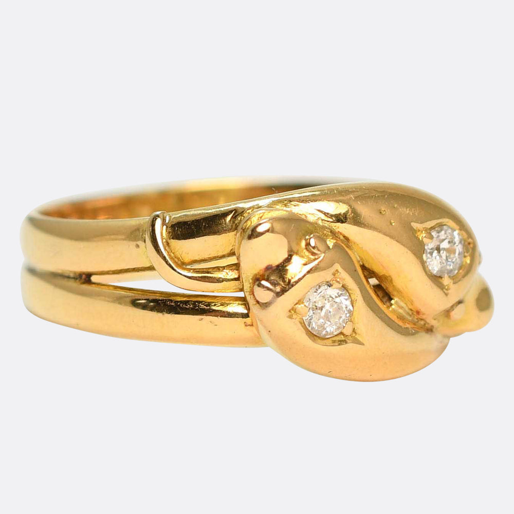 Antique Diamond Double Snake Ring