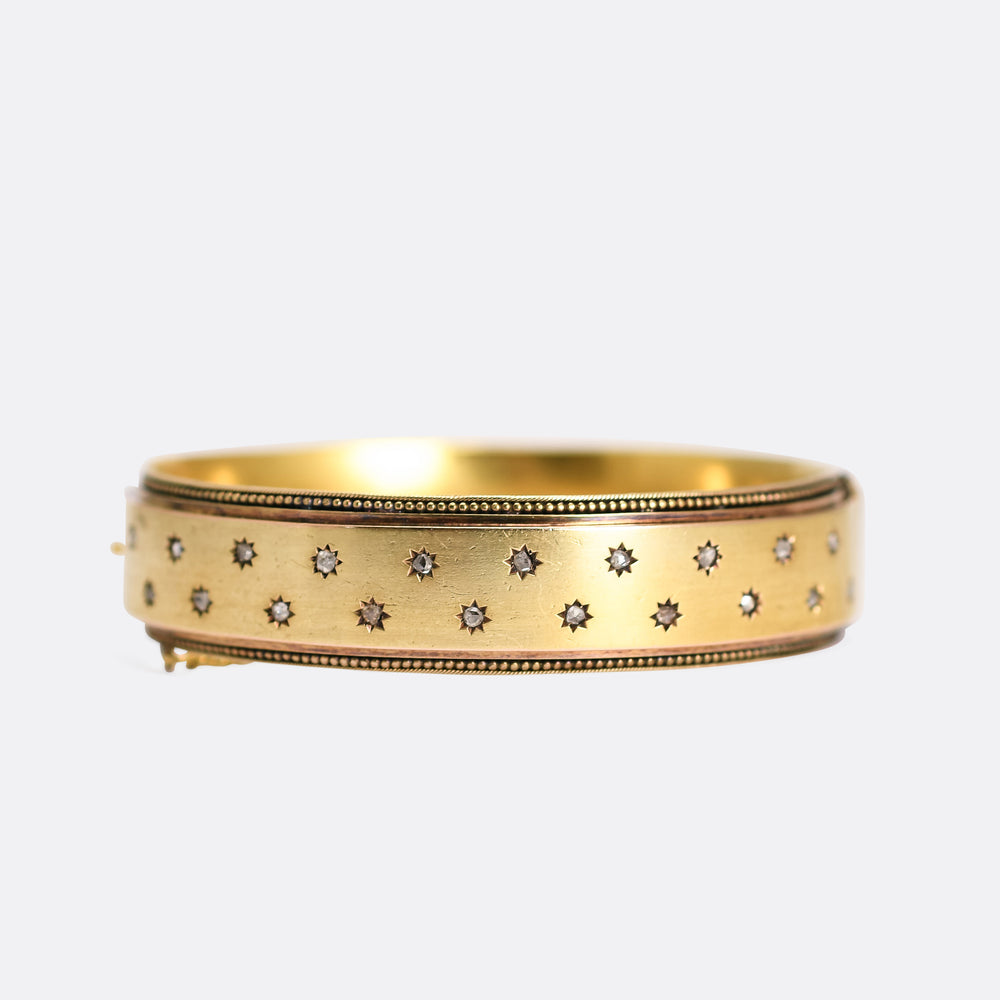 Antique Etruscan Gold Starry Night Diamond Bangle