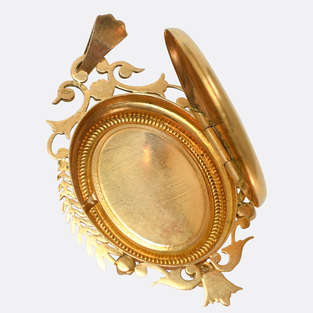 Antique French 18k Bague au Firmament Enamel Locket
