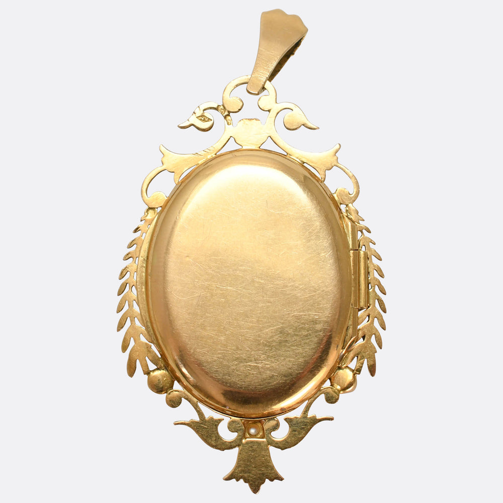 Antique French 18k Bague au Firmament Enamel Locket