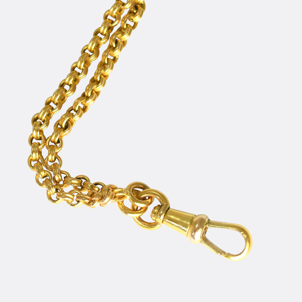 Antique French 18k Gold Fancy-Link Long Guard Chain, 60