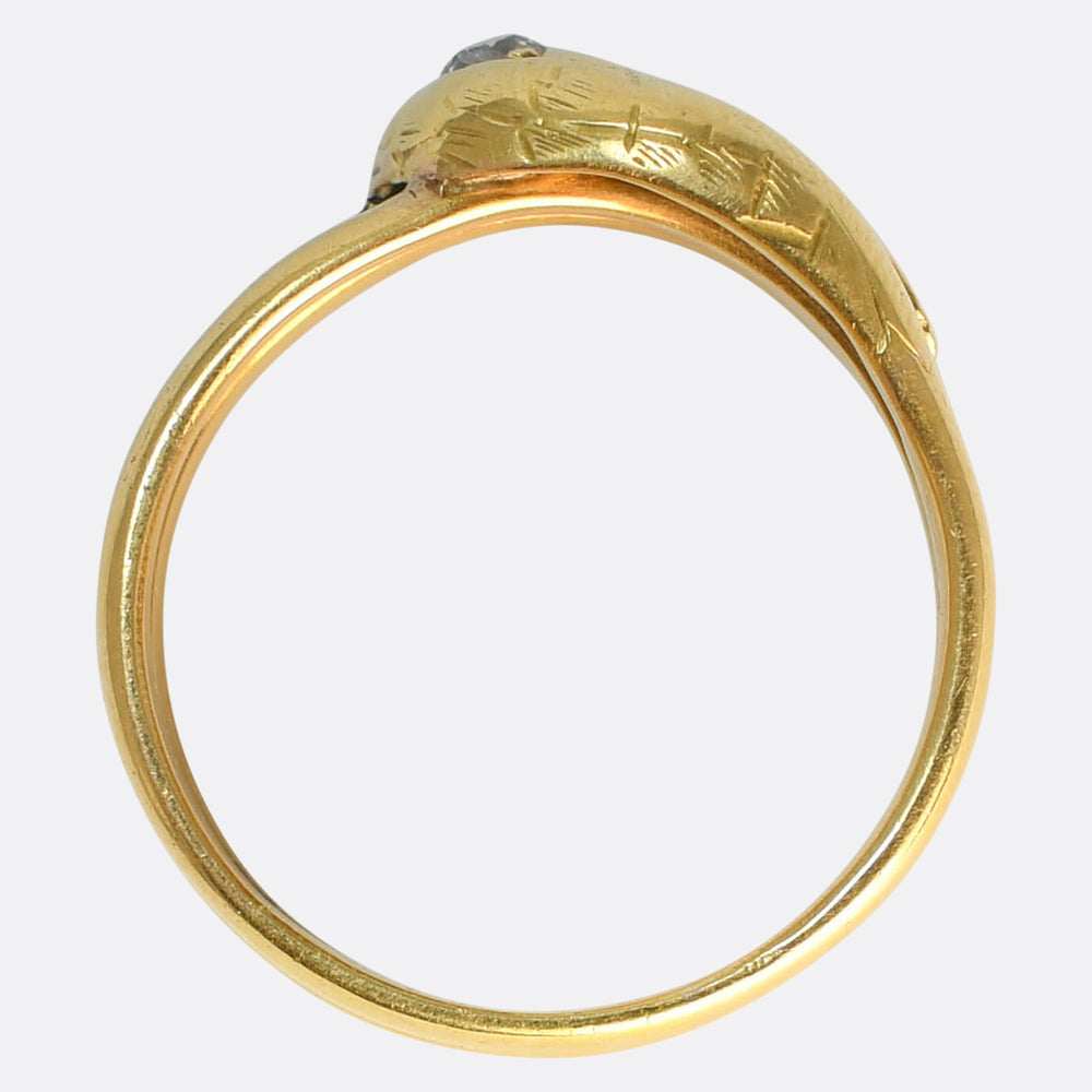 Antique French Diamond Coiled Snake Ring