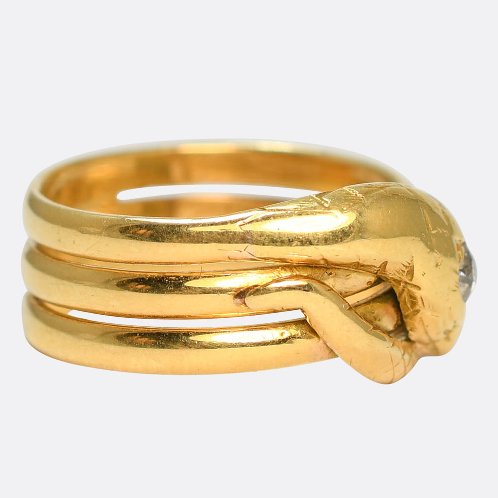 Antique French Diamond Coiled Snake Ring