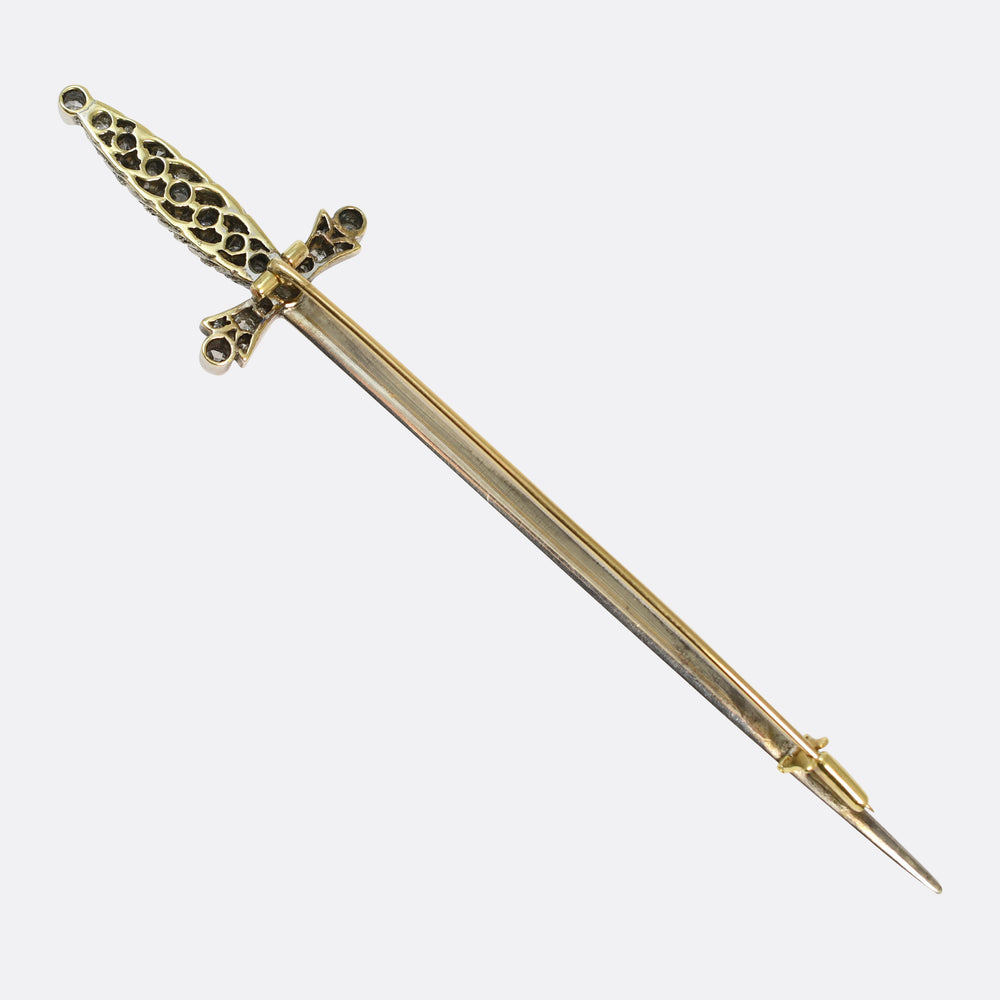 Antique French Diamond Sword Brooch