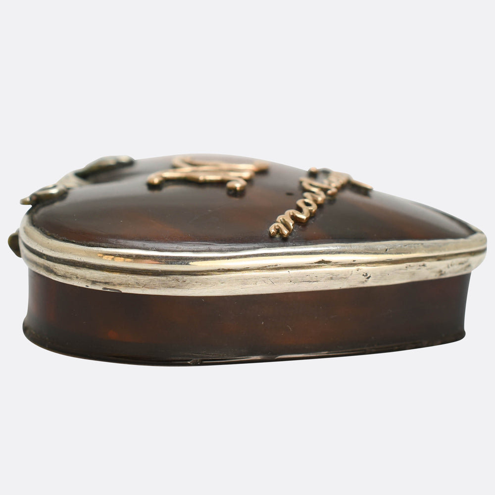 Antique French Moi Toujours Shell Heart Box