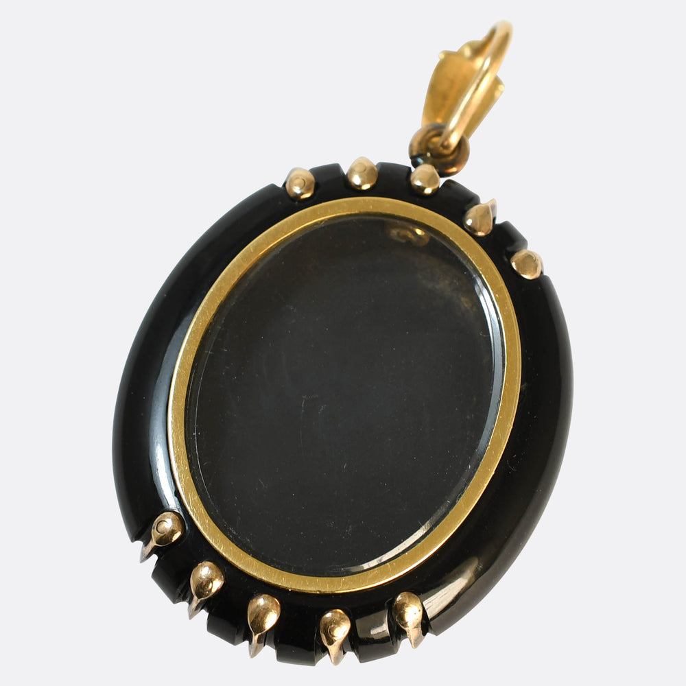 Antique French Onyx & Diamond Locket