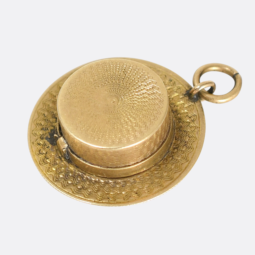 Antique Gold Top Hat Compass Charm