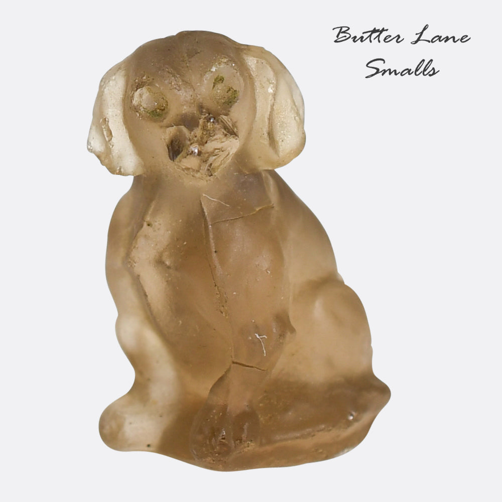 Antique Moulded Glass Dog Memento