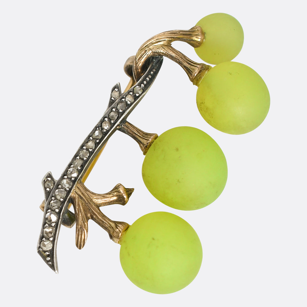 Antique Rose Cut Diamond Grape Vine Brooch by Fonsèque et Olive