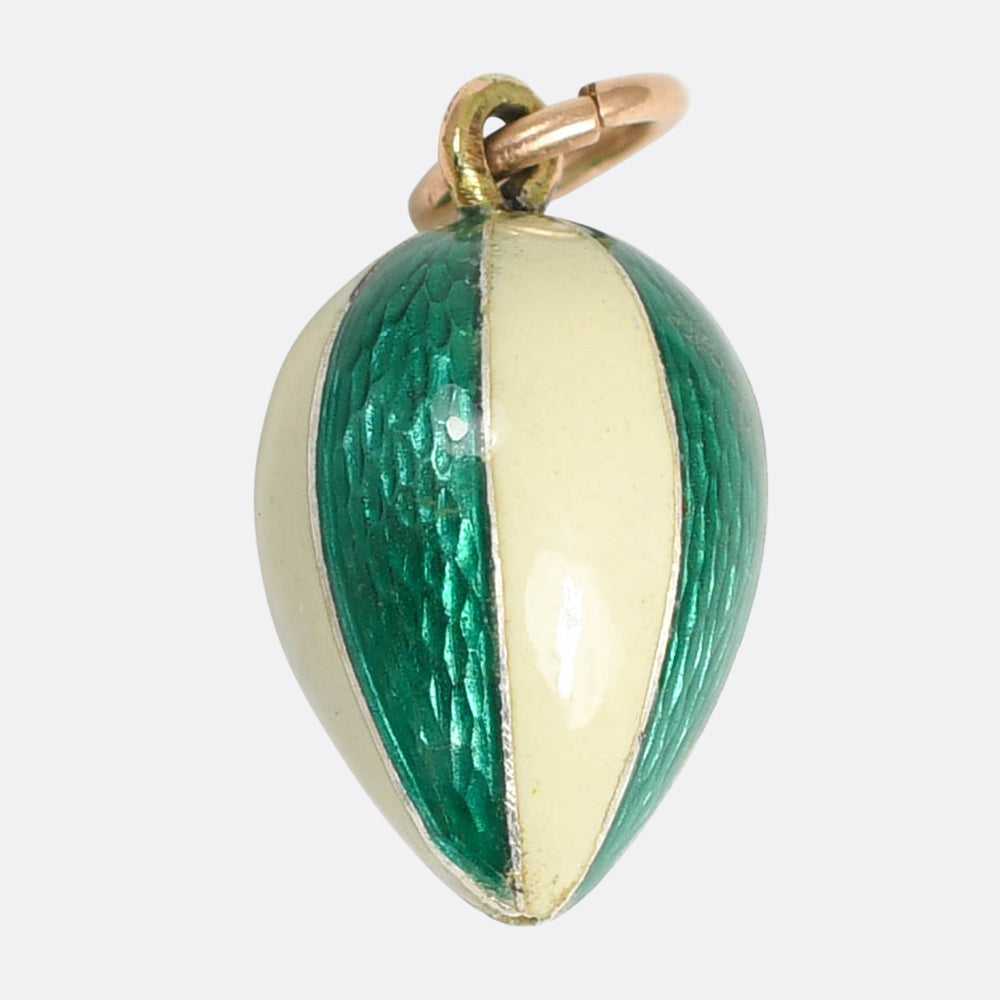 Antique Russian Enamel Miniature Egg Pendant