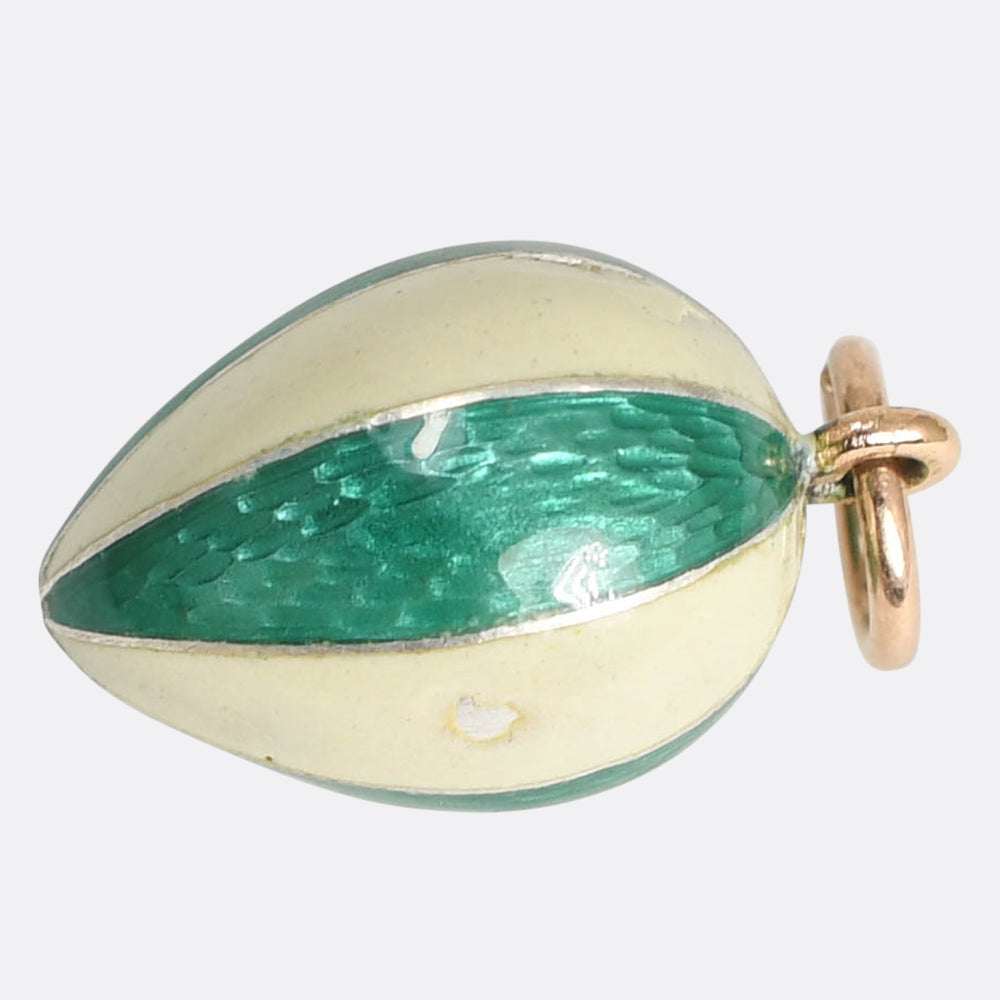 Antique Russian Enamel Miniature Egg Pendant