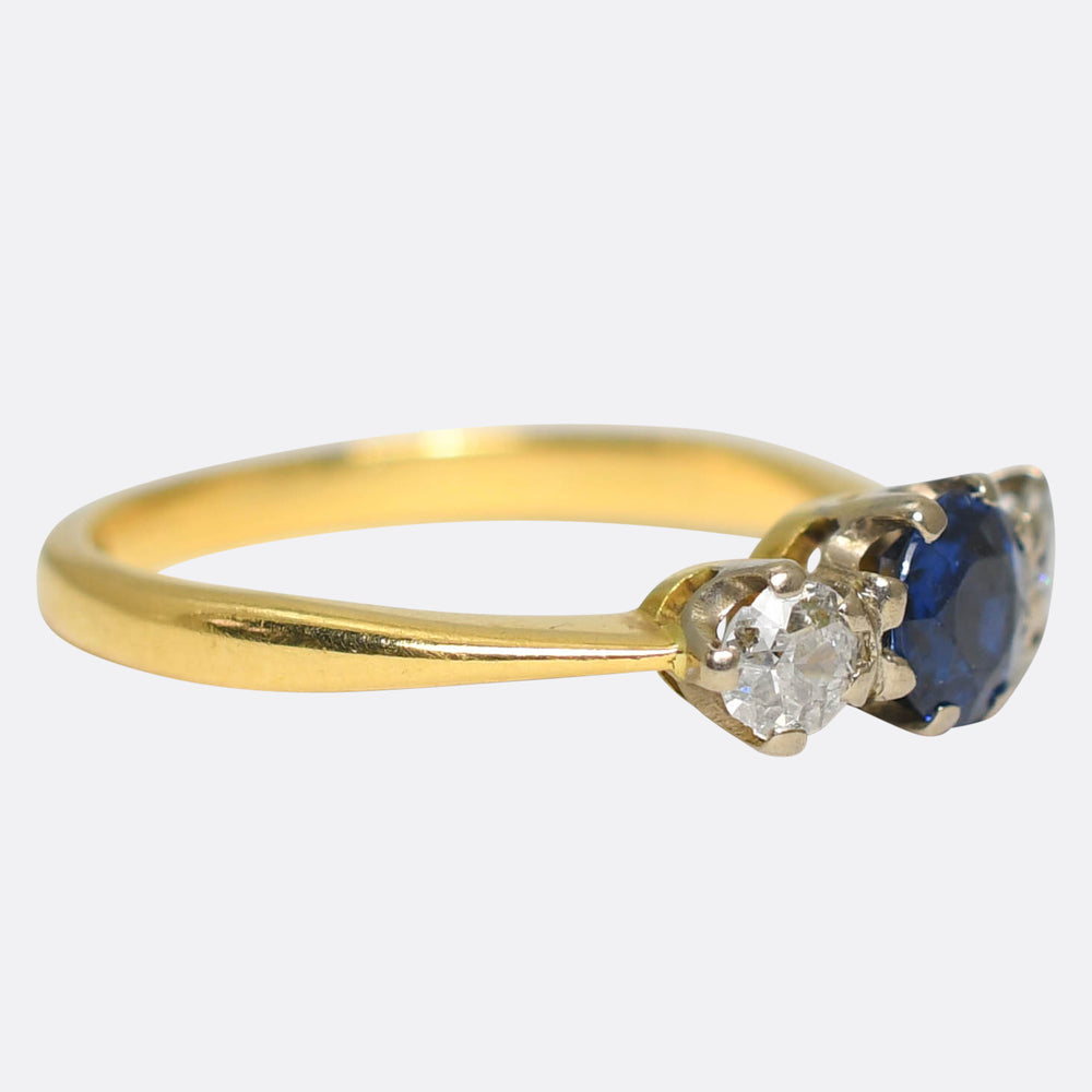 Antique Sapphire & Diamond Trilogy Ring