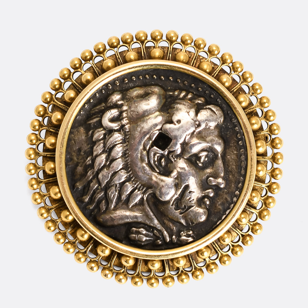 Archaeological Revival Alexander the Great Coin Brooch