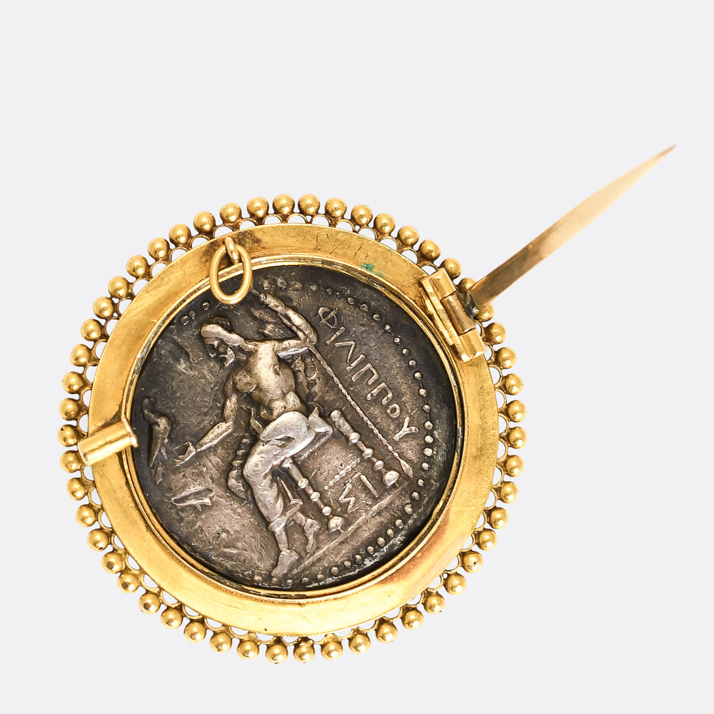 Archaeological Revival Alexander the Great Coin Brooch