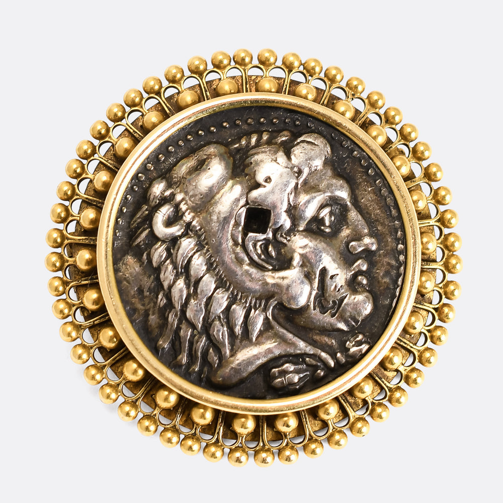 Archaeological Revival Alexander the Great Coin Brooch