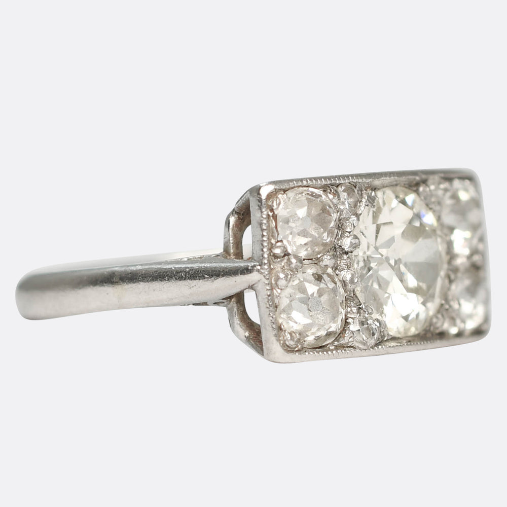 Art Deco 1.58ct Diamond 5-Stone Panel Ring