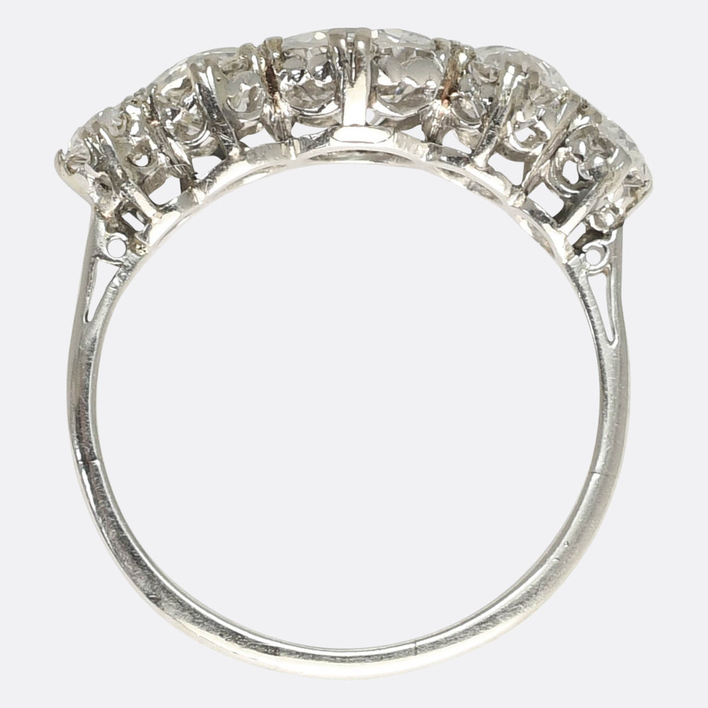 Art Deco 3.4ct Diamond 5-Stone Half-Hoop Ring