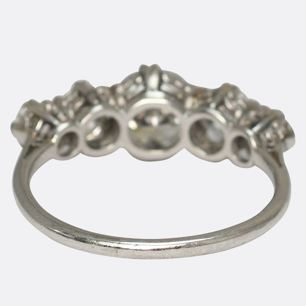 Art Deco 3.4ct Diamond 5-Stone Half-Hoop Ring