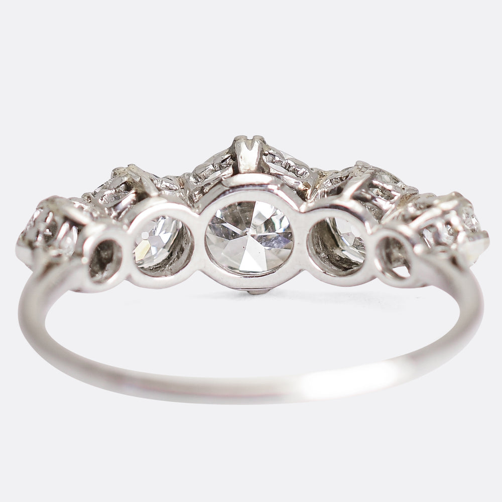Art Deco 3.4ct Diamond 5-Stone Half-Hoop Ring