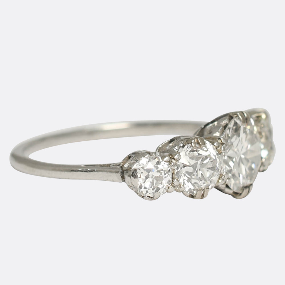Art Deco 3.4ct Diamond 5-Stone Half-Hoop Ring