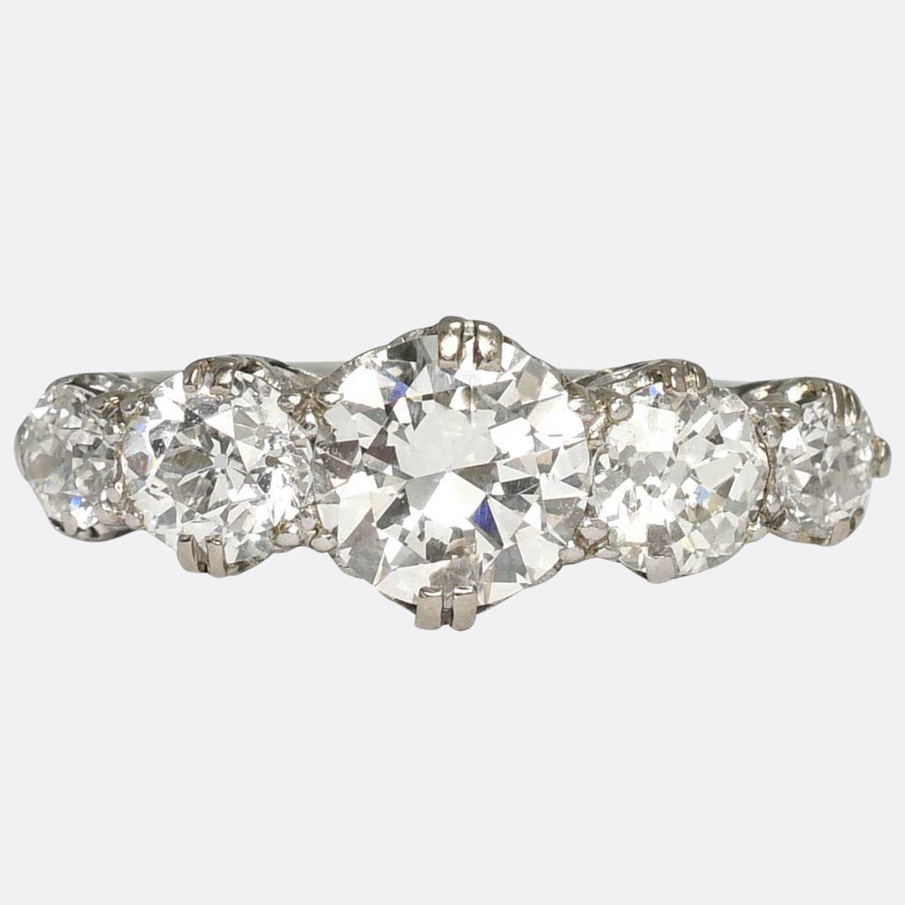 Art Deco 3.4ct Diamond 5-Stone Half-Hoop Ring