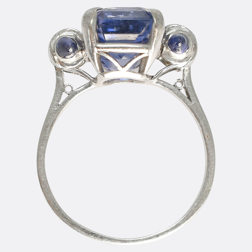 Art Deco 8.60ct Ceylon Sapphire & Diamond Ring