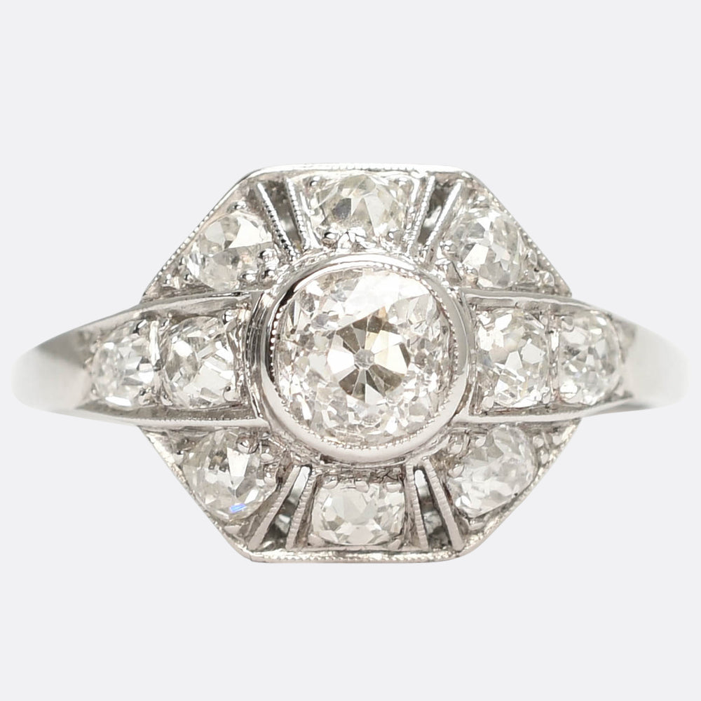 Art Deco Diamond Bombé Cluster Ring