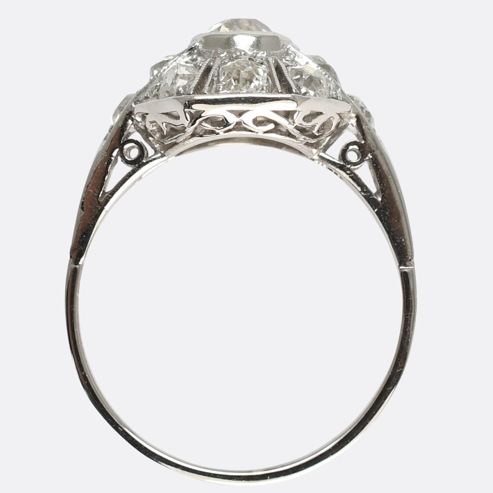 Art Deco Diamond Bombé Cluster Ring