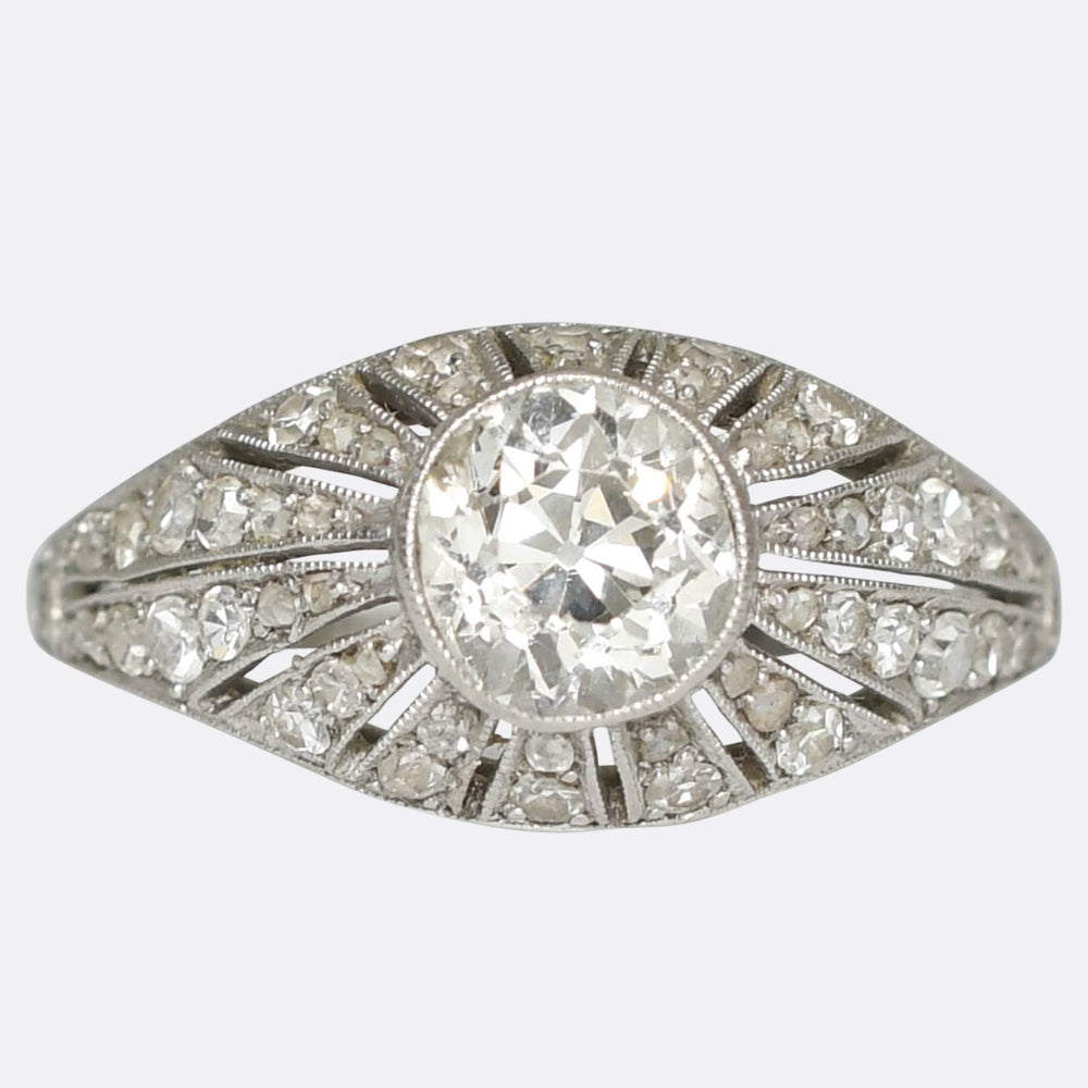 Art Deco Diamond Bombé Cluster Ring